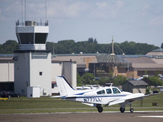 Beechcraft 55 Baron (N777LL) - Rollout after landing runway 08.