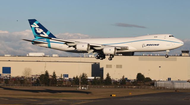 BOEING 747-8 (N747EX) - Boeing 747-8F returning to Paine Field after a successful first flight!