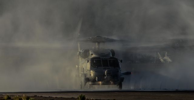 — — - Bath time! Sprayed down after landing after a sortie.