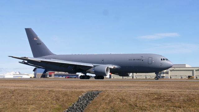 Boeing KC-46 Pegasus (1746033) - BOE33 taxis on Rwy 16R after landing on 3.10.19. (ln 1147 / cn 34113).