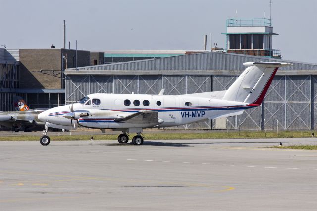 Beechcraft Super King Air 200 (VH-MVP) - Royal Flying Doctor Service (VH-MVP) Raytheon B200 King Air taxiing at Wagga Wagga Airport.