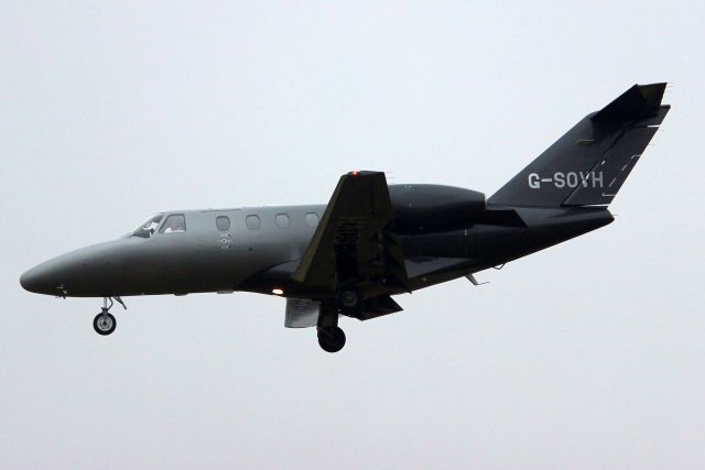 Cessna Citation CJ1 (G-SOVH) - SaxonAir Citation CJ1+ on short finals fo rwy 25 arriving from EGKB as SXN25H.