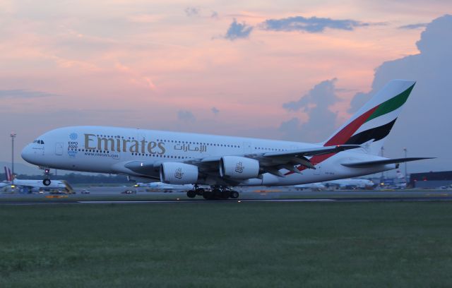 Airbus A380-800 (A6-EES) - First commercial landing of an A380 in Vienna due to the 10 year jubilee Vienna - Dubai.