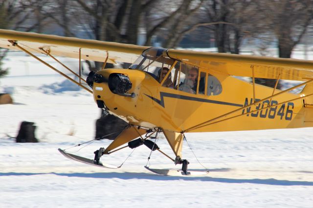 Piper NE Cub (N30846) - Skis down at the 2020 EAA Oshkosh Ski Plane Fly-In