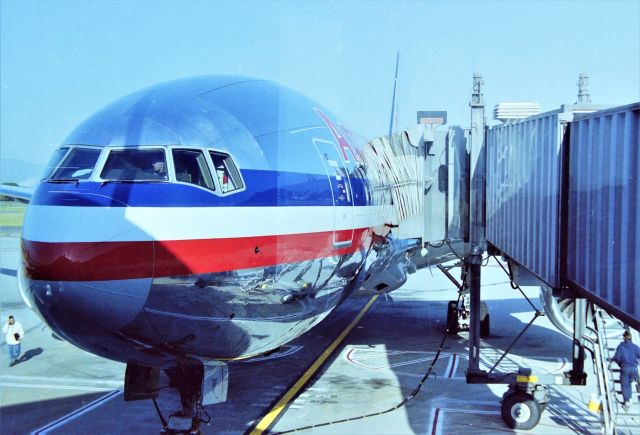 Boeing 777-200 (N775AN) - KSJC - Inaugural American Airlines 777-200 service San Jose, CA USA to Tokyo-Narita, (SJC-NRT) Japan on May 1, 1999. I was able to get Aircraft and ramp access for photos and videos of the departure with the help of a co-worker. This jet was less than 1-month old, and a side note I saw this jet at Boeing Everett in April 1999 undergoing flight test and also parked on the hard stand - just by chance when up visiting my Father and other relatives that year. Special thanks to Craig Curtis for the help with Ramp access and jet tour. 