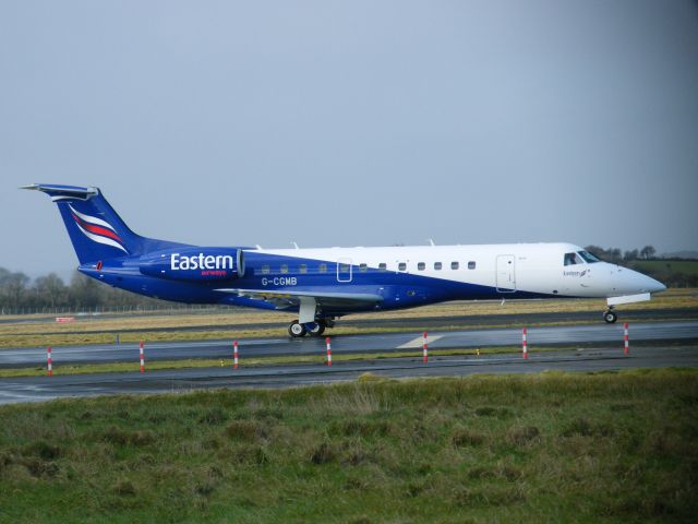 G-CGMB — - G-CGMB EMBRAER ERJ 135ER  CN 145189 OF EASTERN AIRWAYS  EUROPE LTD EX PT-SFM F-GOHA DEPARTING TO HUMBERSIDE AFTER PAINTING INTO NEW COLOUR SCHEME ON 14-01-2011 CALLSIGN EZE 051P