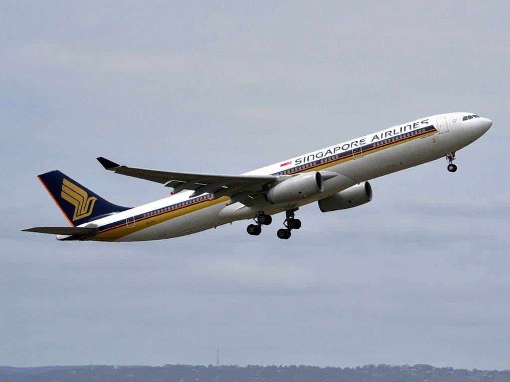 Airbus A330-300 (9V-STI) - Getting airborne off runway 23 and heading home to Singapore. Friday 5th October 2012.