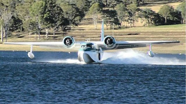 Gulfstream Aerospace Gulfstream 3 (VH-CQA) - 1948 Grumman G73 departing Lake Barambah, qld. This aircraft was destroyed in an accident on the Swan River, Perth, Australia with the loss of two lives on January 26, 2017