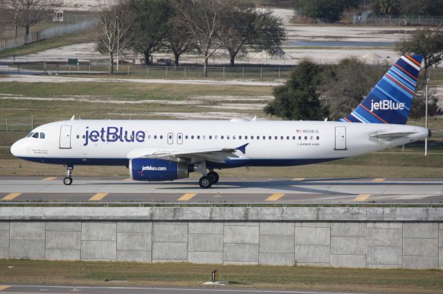 Airbus A320 (N508JB) - JetBlue Flight 438 (N508JB) taxis for departure from Tampa International Airport