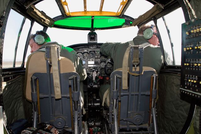 N9117Z — - Pilot Bill Klaers and co pilot Alan Wojciak in the cockpit of the B-25J In the Mood in the midst of final check before take off.