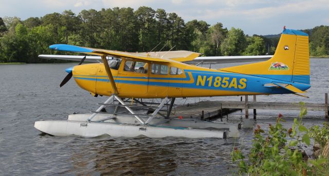 Cessna Skywagon (N185AS) - A Cessna A185F float plane of Adventure Bound Seaplanes docked at Joe Starnes Field, Guntersville Municipal Airport, AL - May 6, 2017.