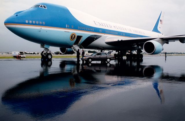 82-8000 — - 9-30-91:  the first visit of a VC-25A to Miami International Airport.  We parked it midfield on runway 9L-27R since the runway was closed for full length repaving.  President George H. W. Bush was in town for a few hours and they were awaiting his return.