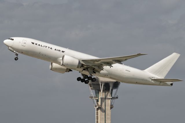 Boeing 777-200 (N793CK) - 28th March, 2025:  Flight K4 226 bound for Incheon Int'l rising past the control tower at LAX.