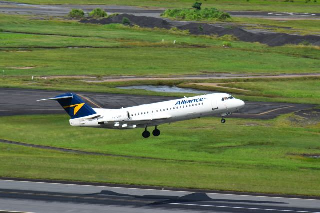 Fokker 70 (VH-QQR) - F70 departs cairns airport, photo taken from lumely hill lookout