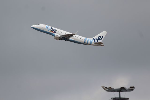 Embraer 175 (G-FBJE) - FlyBe (BE) G-FBJE ERJ 175 STD [cn170003336]br /Paris Charles de Gaulle (CDG). Flybe flight BE3006 to Birmingham (BHX) rotates away from an overcast Paris. This aircraft is wearing FlyBe’s original 2002 livery which is being replaced by a two-tone purple livery introduced from September 2018.br /Taken from Terminal 1 arrivals level.br /2018 08 09br /a rel=nofollow href=http://alphayankee.smugmug.com/Airlines-and-Airliners-Portfolio/Airlines/EuropeanAirlines/FlyBe-BE/i-QFsXCN3https://alphayankee.smugmug.com/Airlines-and-Airliners-Portfolio/Airlines/EuropeanAirlines/FlyBe-BE/i-QFsXCN3/a