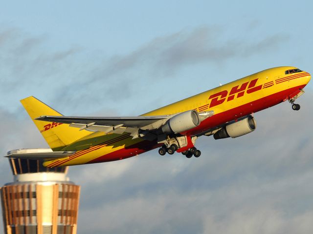 BOEING 767-200 (N769AX) - DHL (Former All Nippon) 767-281 departing from Runway 7 Right with a load of Christmas cargo.