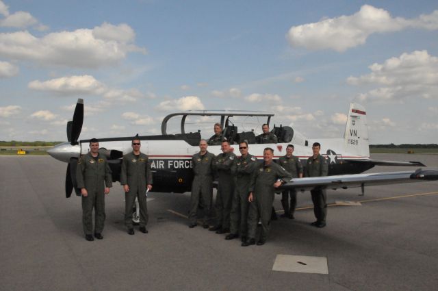 AFR1629 — - Produced by Raytheon Aircraft, the T-6A Texan II is a military trainer version of Raytheons Beech/Pilatus PC-9 Mk II. Based at Vance AFB