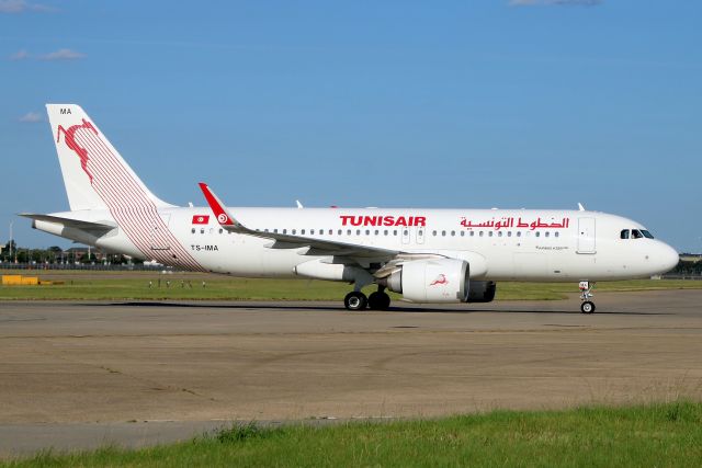 Airbus A320neo (TS-IMA) - Taxiing to Stand 401 on 22-Aug-23 operating flight TAR790 from DTTA.