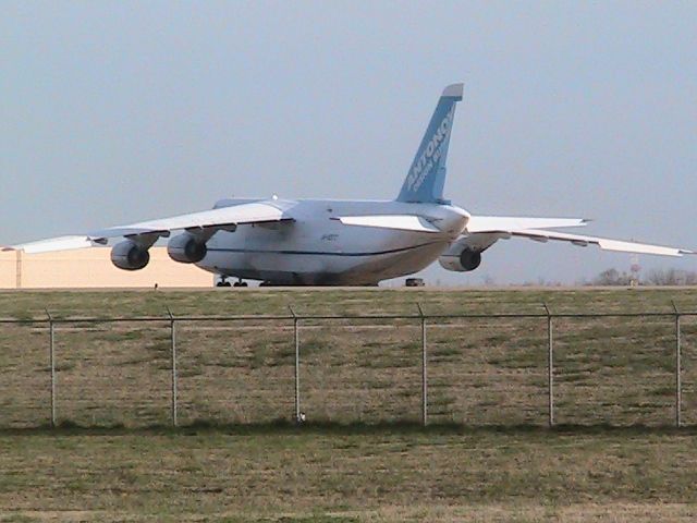 Antonov An-124 Ruslan (EGN123AB) - RUSLAN ANTONOV AT KTUL MAR302010 >> LATER THE PLANE TOOK OFF FROM TULSA INTERNATIONAL TO RAF BRIZE NORTON. SGF FAM J78 LOONS J78 PSB J49 BGR J581 YJT DOTTY KRONO 5200 05000 5300 04000 5300 03000 5300 02000 MALOT GISTI SLANY UL9 STU / 4535 MILES OVER 9HOURS. THE SUN WILL RISE OVER THE ATLANTIC FOR THESE GUYS!