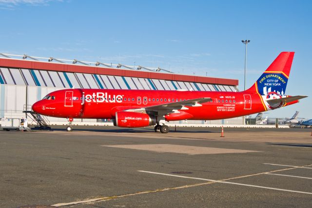 Airbus A320 (N615JB) - Blue Bravest - FDNY N615JB JetBlue A320 dedication plane - NEVER FORGET !