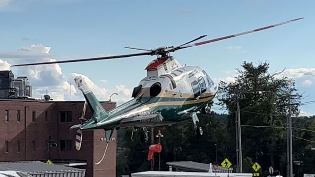 SABCA A-109 (N901XM) - LifeFlight of Maine making a military-style landing with a high angle-of-attack