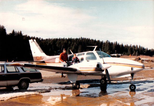 N830CC — - Mike and Joey King , Uncle Butch's Baron in the early 80s, Seldovia, Alaska