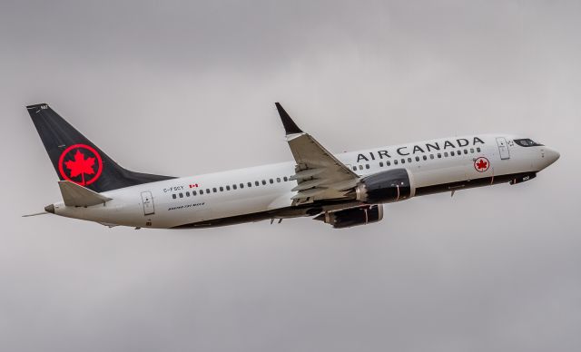 Boeing 737 MAX 8 (C-FSCY) - AC143 off to Calgary. I rather like this livery on the 737s