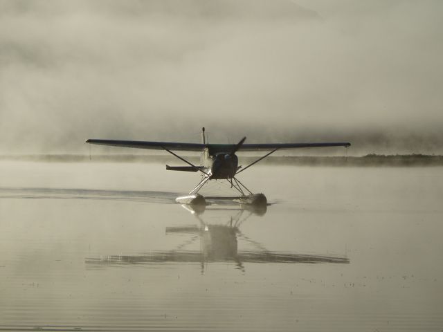 Cessna Skywagon (N14407) - Misty morning at Robe Lake, Valdez, Alaska.