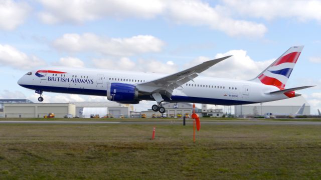 Boeing 787-9 Dreamliner (G-ZBKR) - BOE378 on short final to Rwy 34L to complete a C1 flight on 3.20.18. (ln 682 / cn 60627).