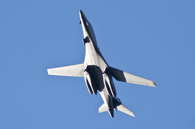 Rockwell Lancer (85-0088) - Took this picture as the B-1 bomber flew directly overhead over my house enroute to Rick Husband Int'l Airport.