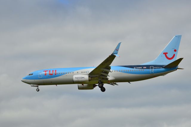 Boeing 737-800 (G-TAWK) - TUI - B737-8K5(WL) (G-TAWK) Early afternoon arrival at NCL (Photo 29May24)