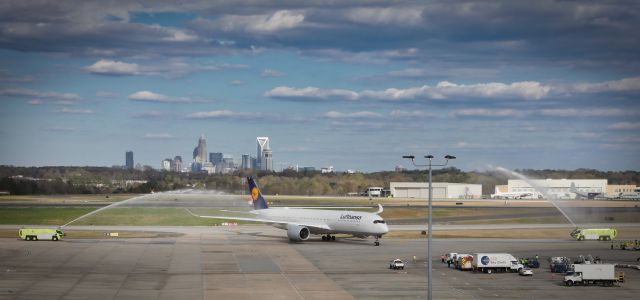 Airbus A350-900 (D-AIXJ) - 1st flight into Charlotte with A350-900