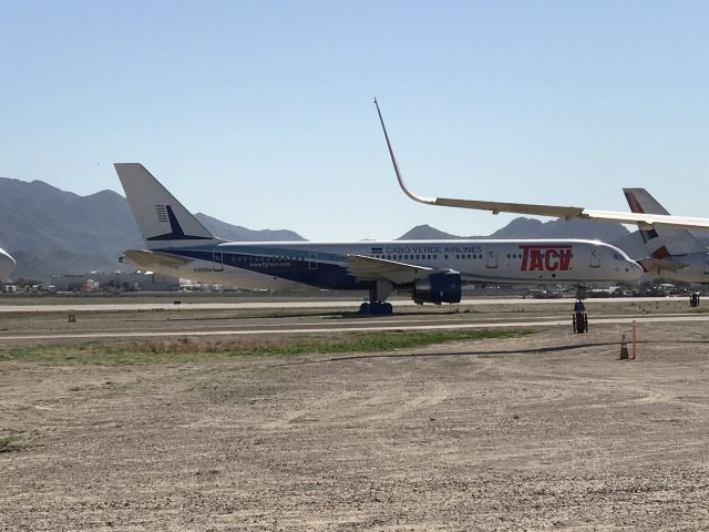 Boeing 757-200 (D4-CBP) - 2-STRW, formerly D-4CBP sits at Goodyear airport