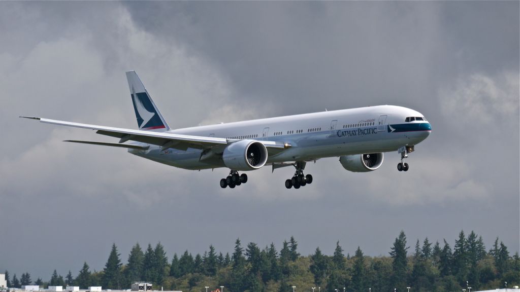 BOEING 777-300 (B-KQR) - BOE249 on final to Rwy 16R to complete a flight test on 10/1/14. (LN:1240 / cn 41759).