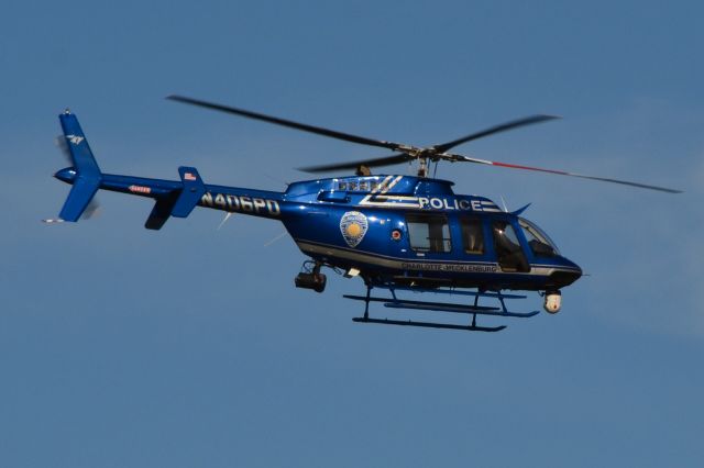 Bell 407 (N406PD) - CHARLOTTE MECKLENBURG POLICE DEPARTMENT "Snoopy One" making a few practice runs over the field at KJQF - 7/5/18