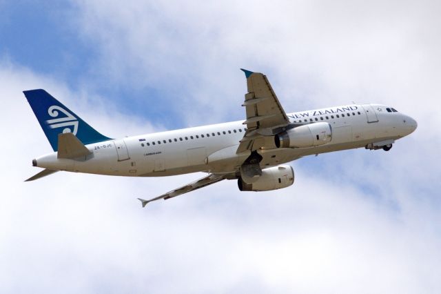 Airbus A320 (ZK-OJC) - Getting airborne off runway 23 and heading home to Auckland, New Zealand. Friday 1st February 2013.