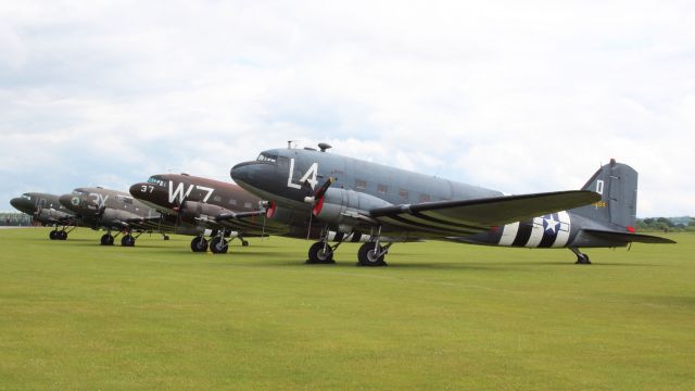 — — - A line up of 4 C47s to celebrate the 70th anniversary of d-day at The D-day Anniversary Air Show Duxford  24th May 2014