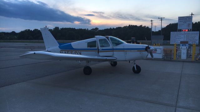 Piper Cherokee (N4550X) - Piper Cherokee N4550X at the fuel pumps at East Troy, WI after an afternoon flight. 8/2016 