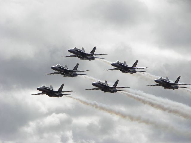 McDonnell Douglas FA-18 Hornet — - MCAS Miramar Airshow 2008  San Diego, CA  The Blue Angel Diamond Six Ship Pass!