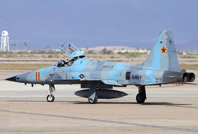 Northrop RF-5 Tigereye (76-1537) - US Navy Northrop F-5N Tiger II 761537 #11 of VFC-13 Saints based at Naval Air Station Fallon, Nevada at Phoenix-Mesa Gateway Airport on March 9, 2012.