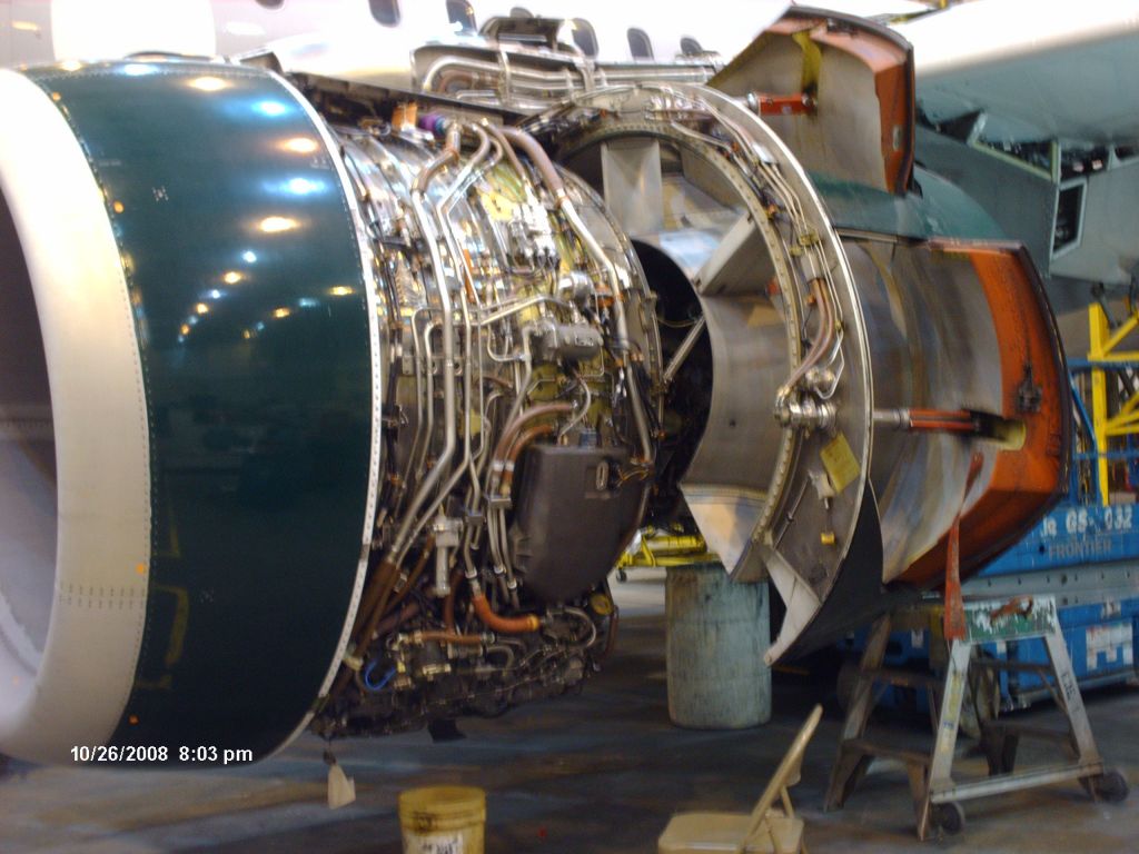 Airbus A319 (N932FR) - Checking under the hood of Sargent in C-check maint.