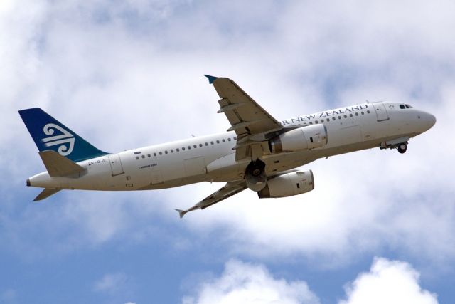 Airbus A320 (ZK-OJC) - Getting airborne off runway 23 and heading home to Auckland, New Zealand. Friday 1st February 2013.