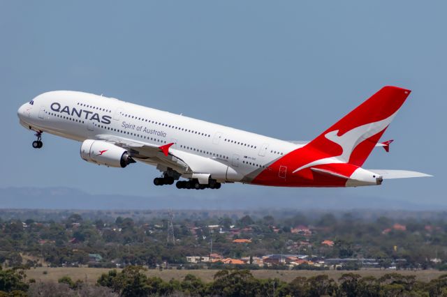 Airbus A380-800 (VH-OQC) - Qantas A380 VH-OQC departs Melbourne Airport runway 16 on 19/01/2019