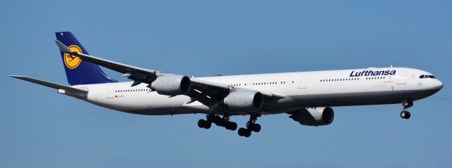 Airbus A340-600 (D-AIHL) - Getting my first glimpse of a Lufty A346 at ATL! Still my favorite bus.  From the north deck, 10/14/18.