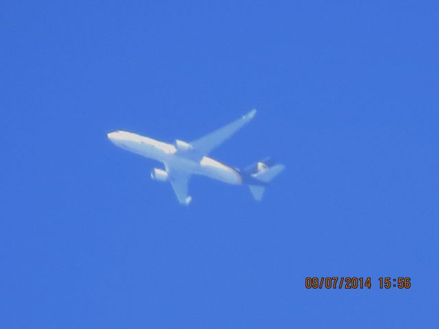 BOEING 767-300 (N324UP) - UPS flight 91 from SDF to ONT over Baxter Springs KS (78KS) at 34k feet.