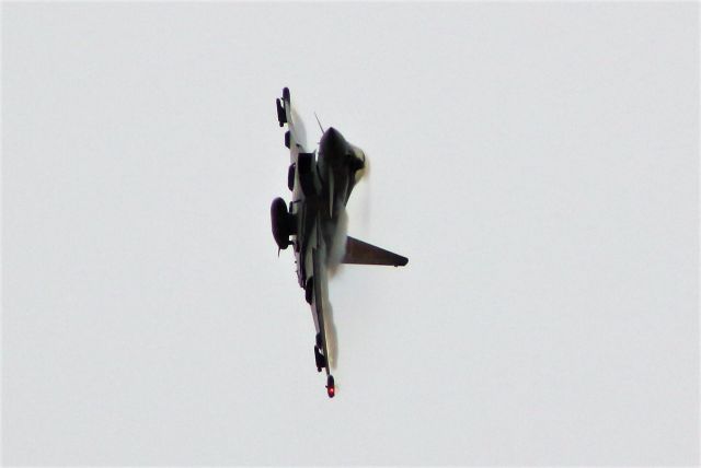 — — - RAF 100 eurofighter typhoon doing a high g turn at duxford battle of britain 2018