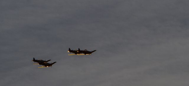 North American T-6 Texan — - Flight of four T-6 Texans westbound from Long Beach Airport on Saturday, 18 January 2014.