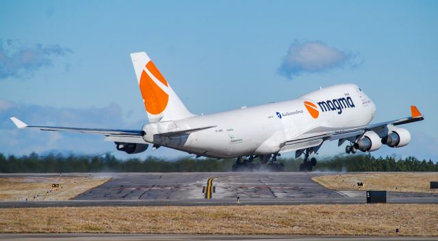 Boeing 747-400 (TF-AMC) - The Magma 747 rocketing off back to Germany on a beautiful morning.  2/7/21.