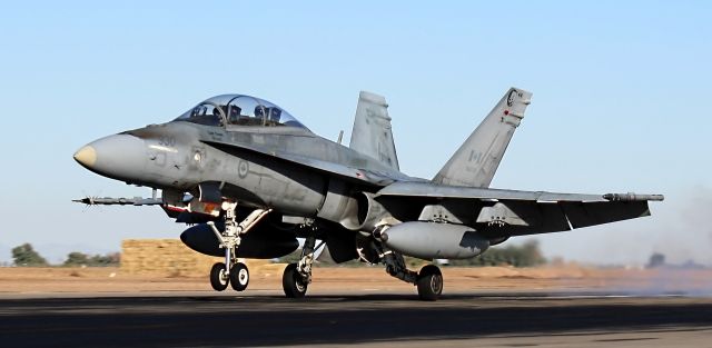 — — - Canadian CF-18 touches down at El Centro Naval Air Facility in El Centro California