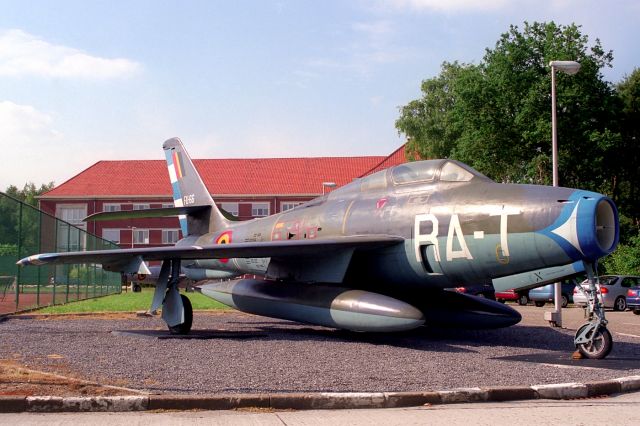 FZA66 — - Heavy loaden Gateguard at KeeBee in the late afternoon. F-84F-61-RE, us-serial 53-6677, to Belgium Air Force in 1956, wfu in 1971, later used as decoy. In the colors of the base commander aircraft. 